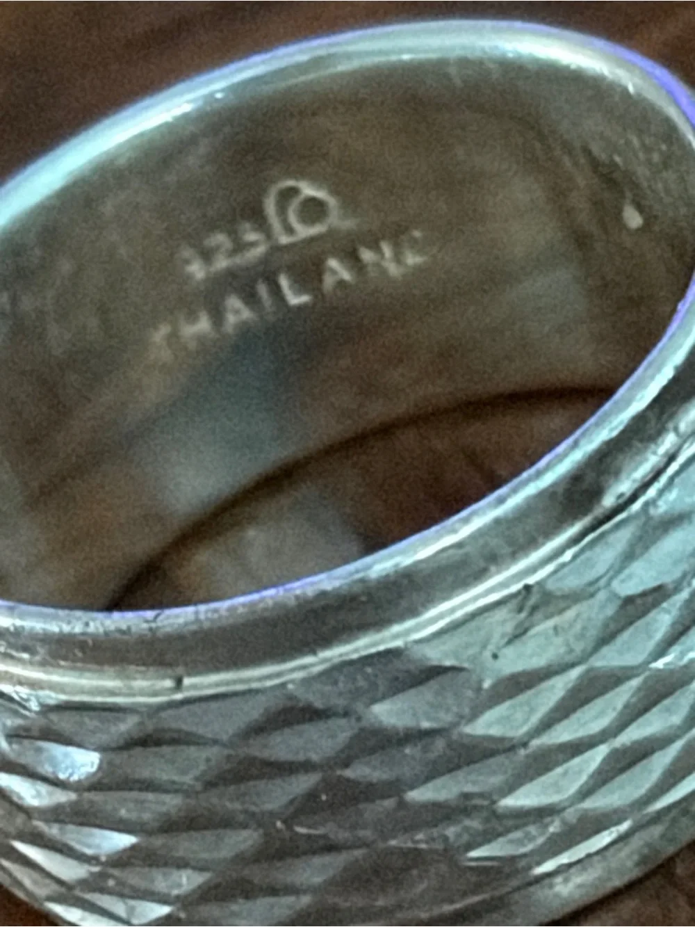 Unisex Sterling Silver Textured Wide Band Ring - Silver